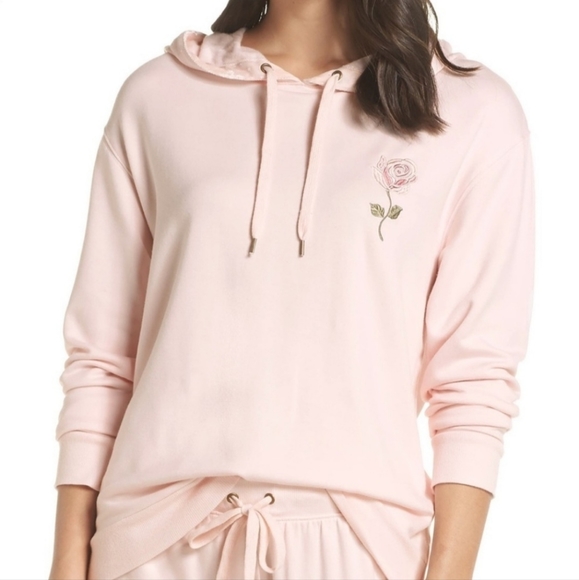 Splendid Embroidered Rose Hoodie Ballerina Pink Large NWT - Picture 13 of 13